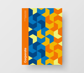 Fototapeta premium Amazing catalog cover design vector layout. Original mosaic hexagons corporate brochure concept.