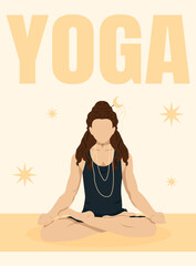 A Man in a Lotus Position with Long Hair does Yoga Yoga Studio Poster