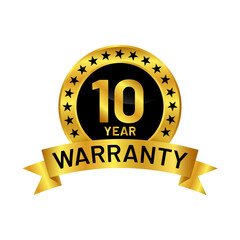 gold warranty badge vector logo template in trendy flat design