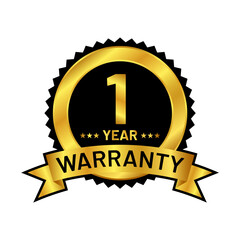 gold warranty badge vector logo template in trendy flat design