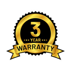 gold warranty badge vector logo template in trendy flat design