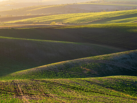 Spring farmland in the hills of Morvia in Czech Republic.. © AM Boro