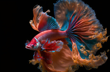 Generative AI illustration of wonderful and colorful betta fish
