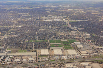 Aerial view of the Dallas city downtown cityscape