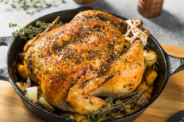 Homemade Whole Roasted Skillet Chicken Dinner