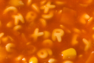 Healthy Organic Alphabet Tomato Soup