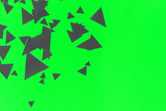 Green and Black Geometric Paper Triangle Pieces for Background