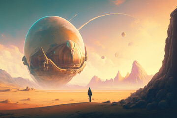 Artistic concept painting of a beautiful sci-fi landscape