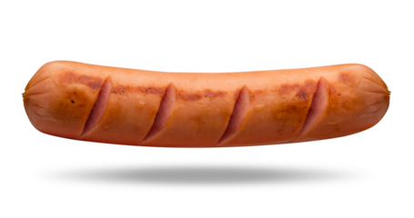Fried grilled sausage on a transparent background. isolated object. Element for design