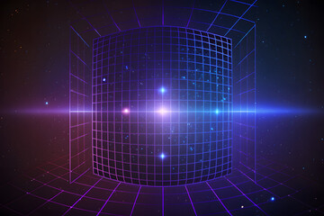 Abstract futuristic fade computer technology business background. Two symmetrical star grids. Generative AI