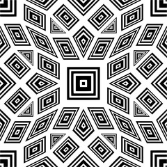  Seamless pattern with  abstract shapes,Black and white color. Repeating pattern for decor, textile and fabric.
