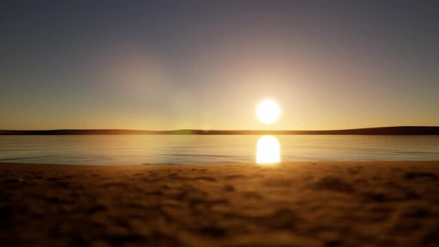 Sunset time lapse with big sun and cloudless sky Cinematic footage.