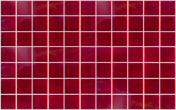 Red ceramic tile background. Old vintage ceramic tiles in red to decorate the kitchen or bathroom 