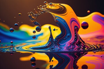 abstract colorful oil flowing on water background Generative AI