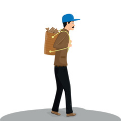 porter or middle-aged man carrying a load