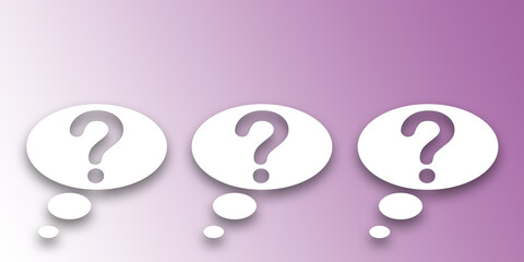 Weiße Sprechblasen vor violetten Hintergrund, 2D-Illustration