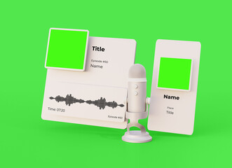 3d render illustration mockup playlist song music player podcast album artist musician promotion ad app display template jukebox broadcast play interface radio mic device media multimedia