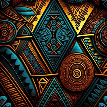 African tribal pattern in colorful. Illustration Generative AI