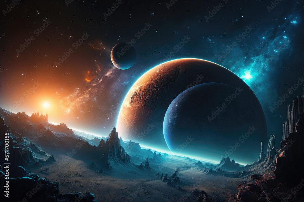 Wall mural outer space background realistic. illustration generative ai