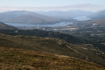 Fototapeta premium A view of the Scottish Countryside from the top of the Nevis Range