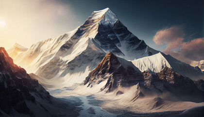 Mount Everest with beautiful light. generative AI - obrazy, fototapety, plakaty