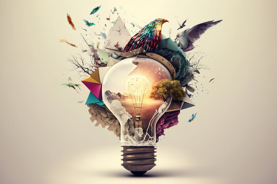 Ilustraci&oacute;n conceptual generada con AI sobre el pensamiento de una idea