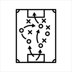 soccer tactics icon, game success strategy in football, scheme play, vector illustration on white background.