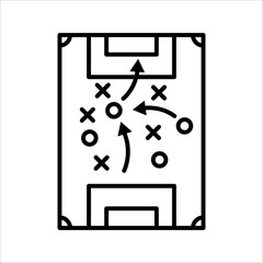 soccer tactics icon, game success strategy in football, scheme play, vector illustration on white background.