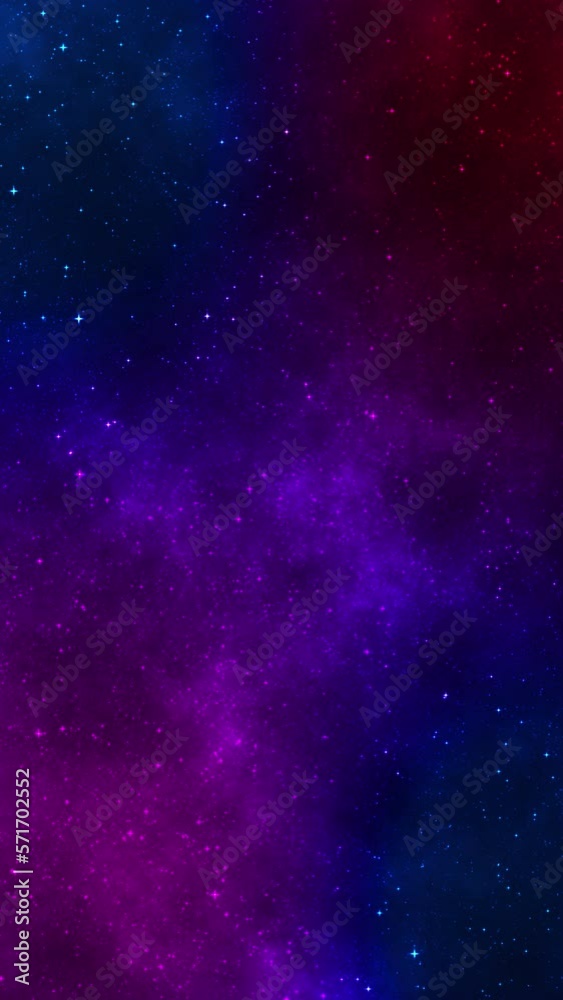 Wall mural loopable motion vertical background of cosmic space image with changing colors at 60fps