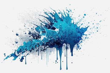 Naklejka premium Artistic blue watercolor splash effect template - Generative AI