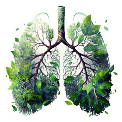 Eine grüne Lunge für reine und saubere Luft. Gesund durch Klimaschutz und Naturschutz. Generative KI.