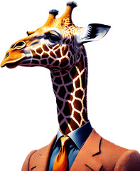 Giraffe trägt einen Anzug, transparenter Hintergrund, geeignet für alle Arten von Kunstwerken.