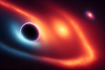 Fototapeta na wymiar Glowing Black Hole and Galaxy (Horizontal)