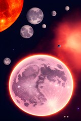 Dreamlike Outer Space Background with Moon and other Cosmic Bodies (Vertical)