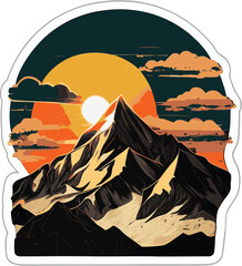Mount Everest at sunset. Multicolor vector image.. - obrazy, fototapety, plakaty