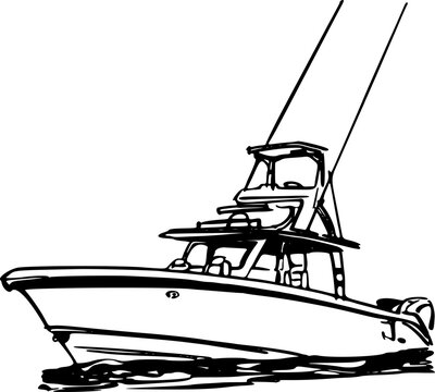 vector illustration of the ocean fishing boat