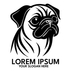Pug silhouette, logo style vector illustration