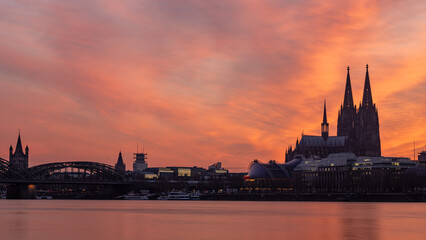 Cologne Skyline Sunset burning sky 