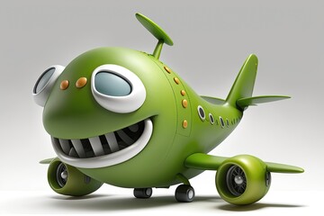 Fototapeta na wymiar Cute 3D cartoon of plane character. Generative AI