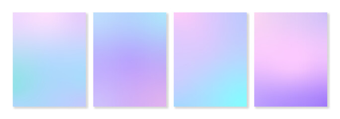 Fototapeta premium Set of 4 vertical backgrounds in light pastel colors with soft gradient transitions. For covers, wallpapers, branding, social media and other projects. For web and print.