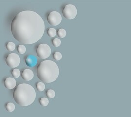 Hintergrund 3D-Effekt Kugeln mit Schatten - eine einzelne andersfarbige Kugel