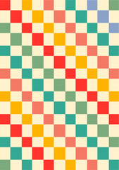 Retro Groovy Chess Rainbow Background 90s wavy background. Groovy Hippie Chess Board Trippy Texture. 