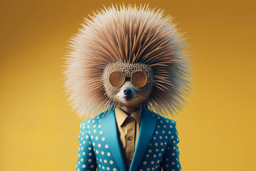 Portrait of a porcupine a formal business suit, generative ai