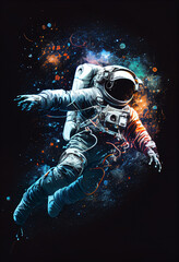 Fototapeta na wymiar Leben im All: Ein Astronaut schwebt durch die Weiten des Weltalls