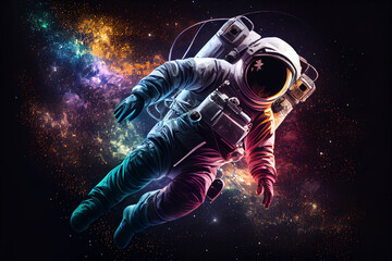 Fototapeta premium Ein Blick in die Zukunft: Ein Astronaut erkundet neue Welten im Universum - Generative Ai