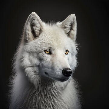 Generative AI. Arctic wolf (Canis lupus arctos), also known as the white wolf or polar wolf
