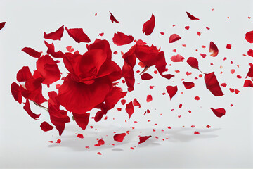Red rose petals. Generative AI.