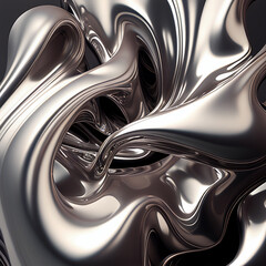 Silver gray liquid metal texture, metal melts and pours, beautiful transitions, waves and twists, creative background, unusual wallpaper