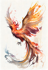 A Beautiful Phoenix Watercolor Painting, AI Generative - obrazy, fototapety, plakaty