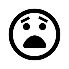Cartoon sad smile face emoticon icon in flat style